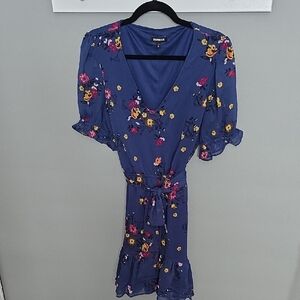 Express Floral Print Mini Dress in Blue